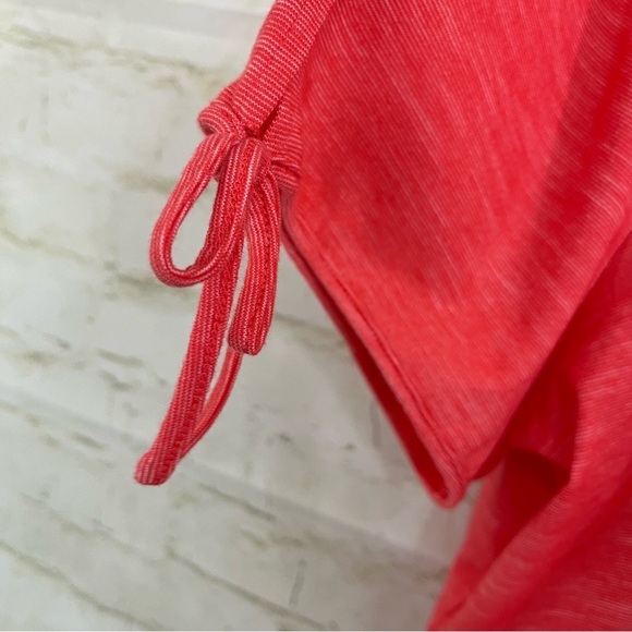 Talbots Orange Slit Tie Short Sleeve Top - Picture 3 of 8